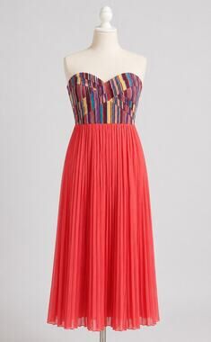 Sabine | Strapless Dress Boho Pleated Skirt S